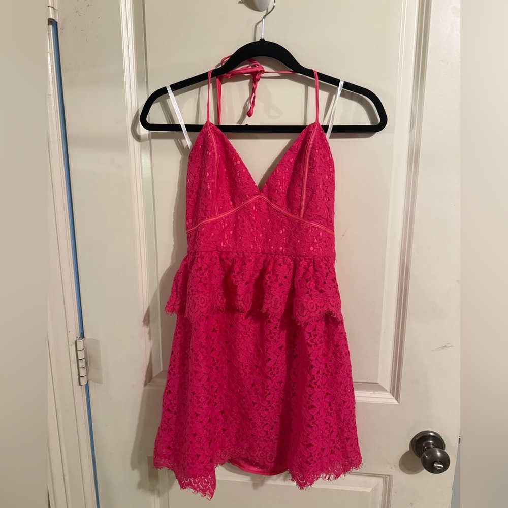 Lovers + Friends Vibrant Pink Lace Dress